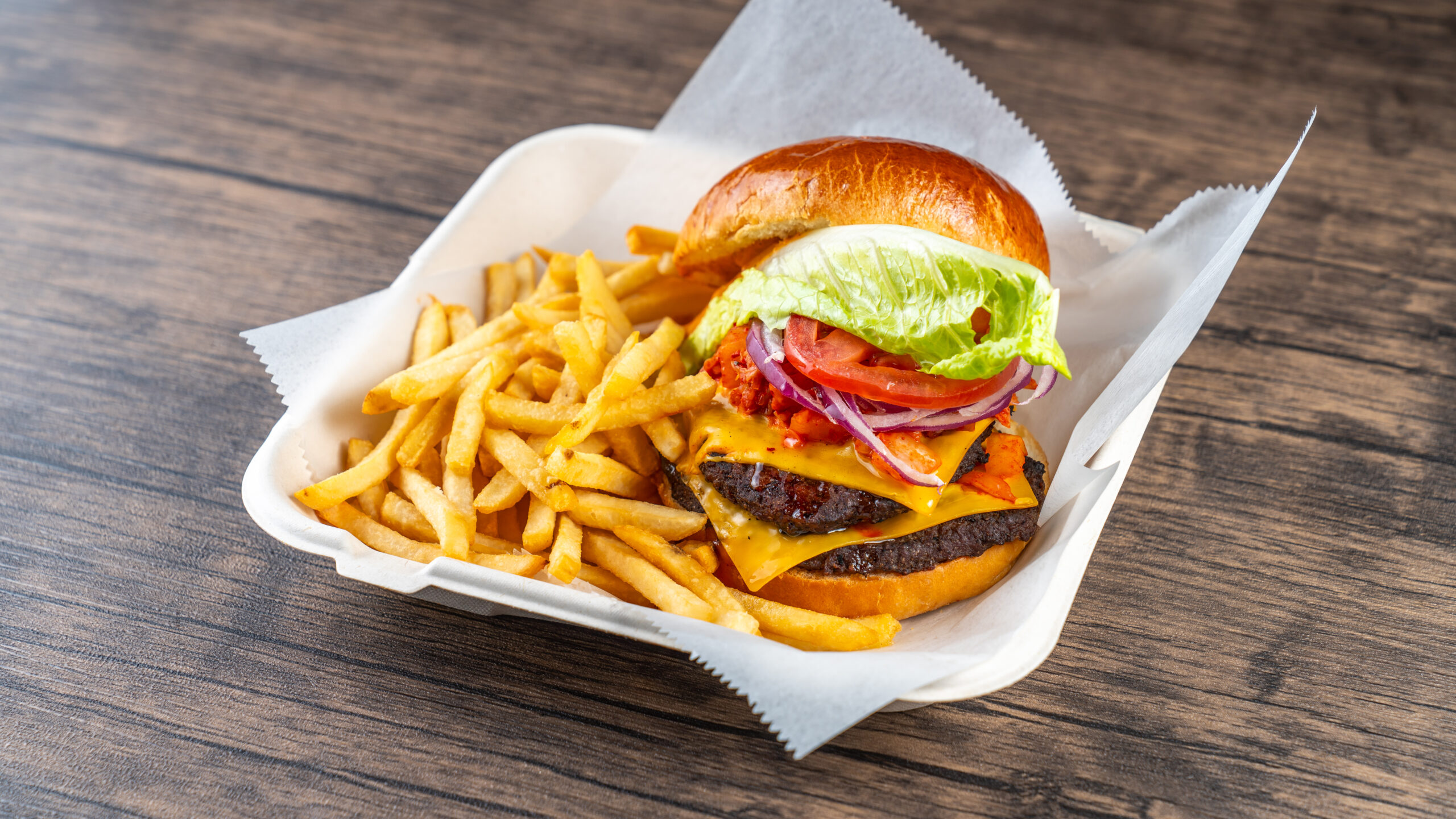 Double Kimchi Burger w/Fries